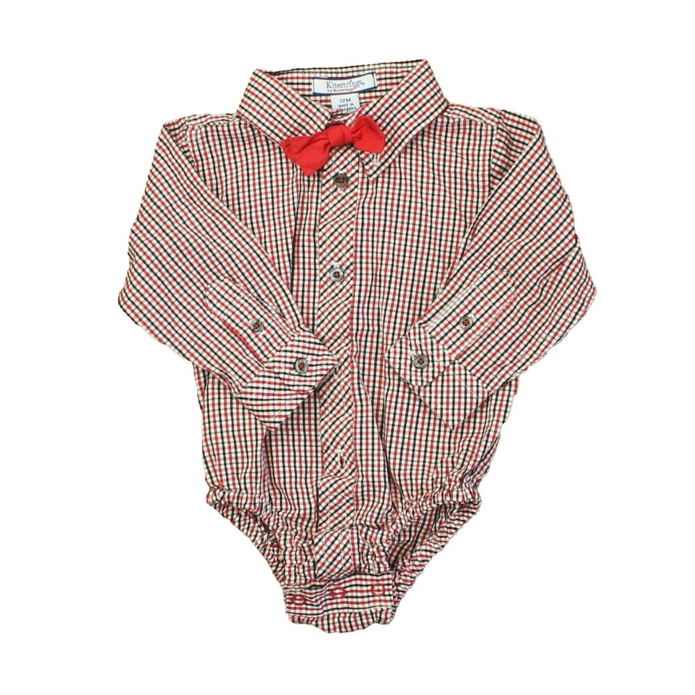 Hartstrings Boys Red | Blue | White Button Down Long Sleeve size: 12 Months
